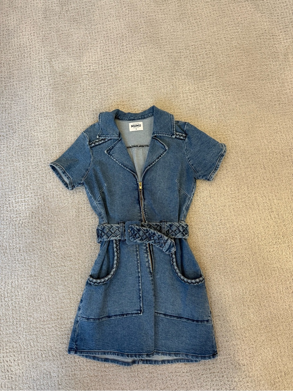 Show Me Your MuMu Denim Zip-Front Mini Dress - Blue